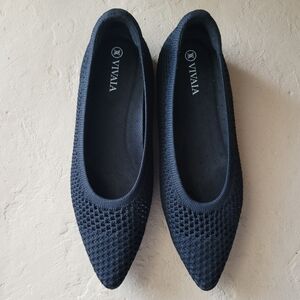 Vivaia Aria 5° Pointed Toe Black Ballet Flats EU Size 36.5 US 6